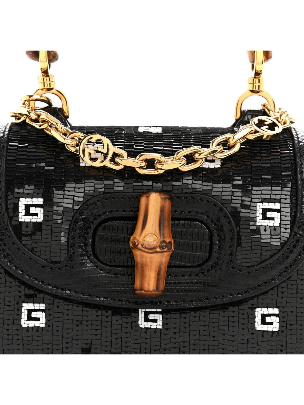 Gucci Sequin Lizard Embossed Gg Mini #294135G18B - Picture 8 of 11